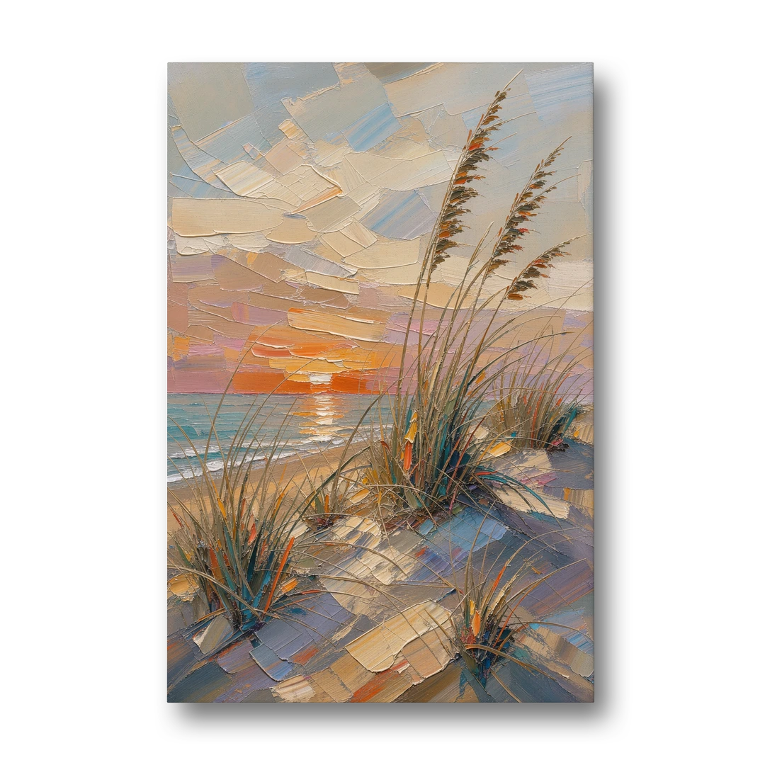 Sea Grass Painting at Golden Hour - Canvas Wall Art - Front