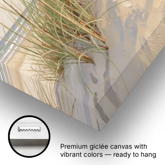Sea Grass Wall Art with Golden Sea Oats - Canvas Wall Art - Gallery Wrap Corner