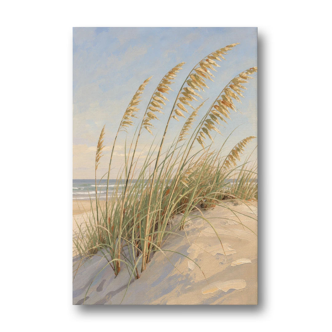 Sea Grass Wall Art with Golden Sea Oats - Canvas Wall Art - Front