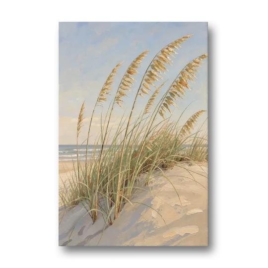 Sea Grass Wall Art with Golden Sea Oats - Canvas Wall Art - Front