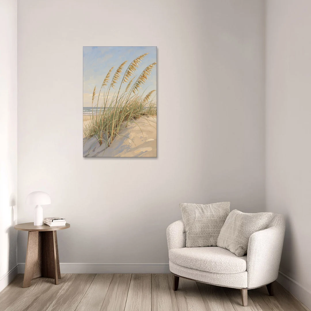 Sea Grass Wall Art with Golden Sea Oats - Canvas Wall Art - Sofa - 24x36