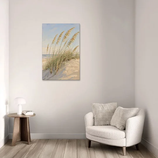 Sea Grass Wall Art with Golden Sea Oats - Canvas Wall Art - Sofa - 24x36