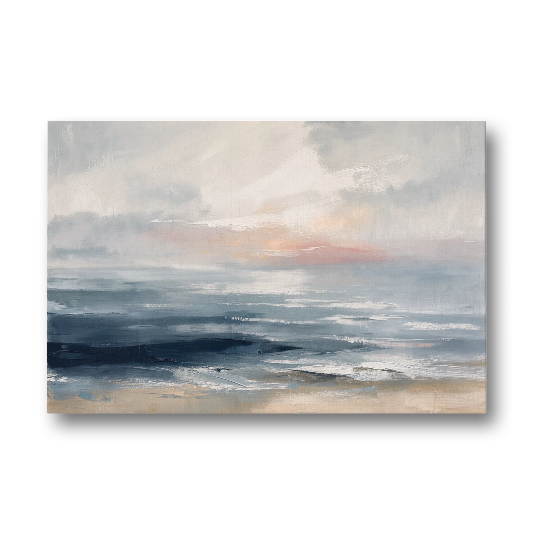 Seascape Painting of a Misty Dawn Horizon - Canvas Wall Art - Front