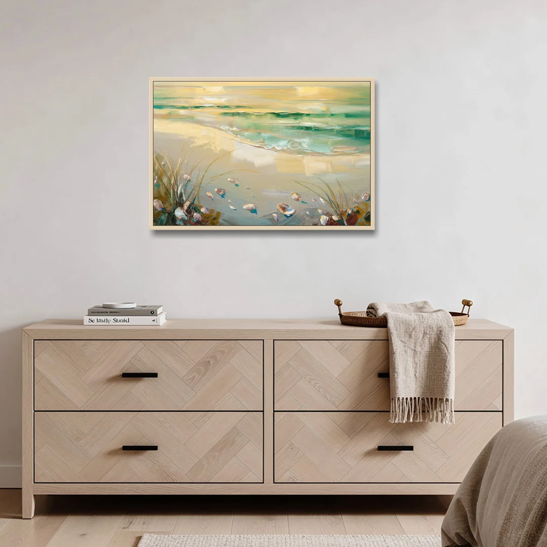 Seaside Beachfront Serenity - Oak Framed Canvas Wall Art - Coffee Table - 36x24