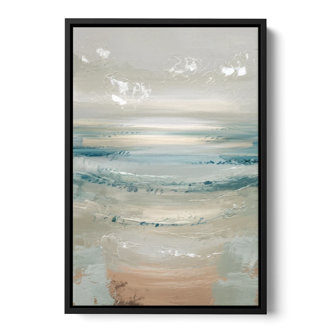 Seaside Blue Horizon - Black Framed Canvas Wall Art - Front