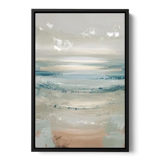 Seaside Blue Horizon - Black Framed Canvas Wall Art - Front