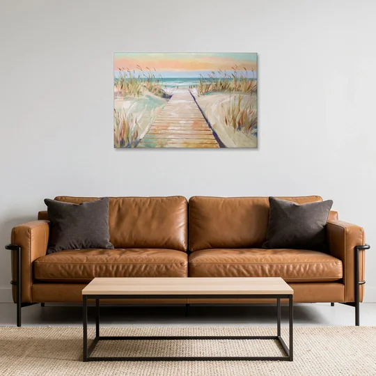 Seaside Boardwalk Dreams - Canvas Wall Art - Sofa - 36x24