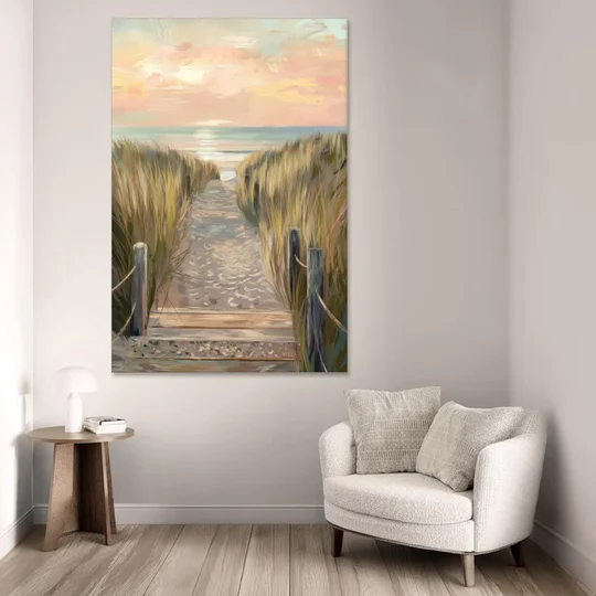 Seaside Coastal Path - Canvas Wall Art - Sofa - 40x60