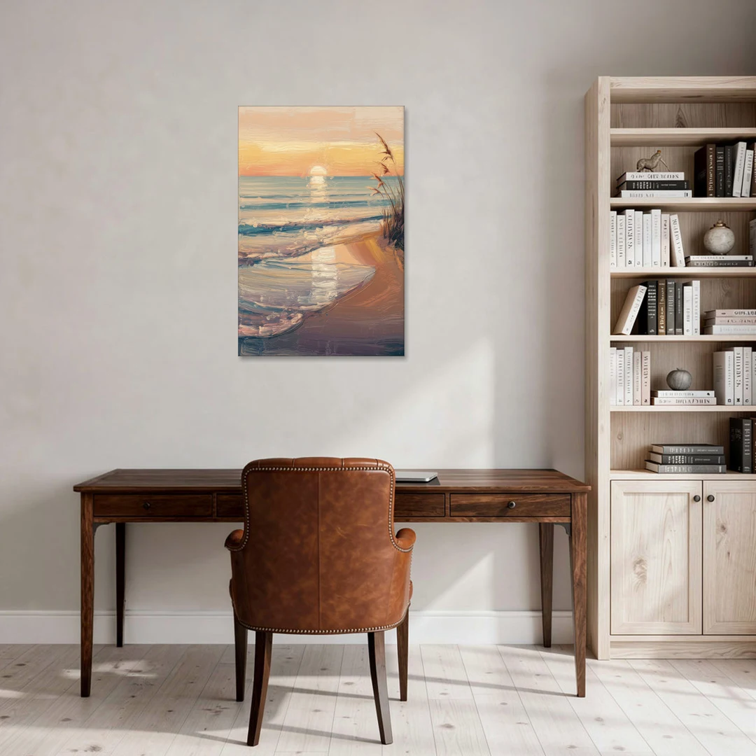 Seaside Coastal Sunrise - Canvas Wall Art - Office - 24x36