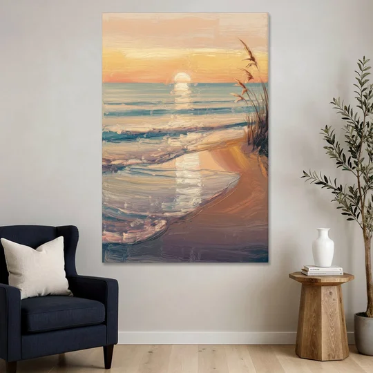 Seaside Coastal Sunrise - Canvas Wall Art - Sofa - 40x60