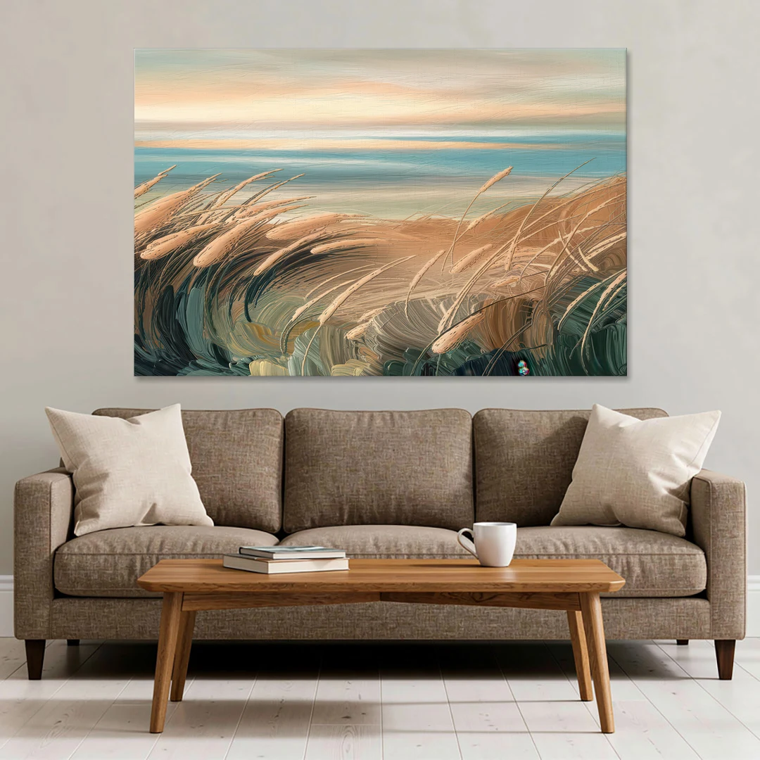 Seaside Dunes And Grass - Canvas Wall Art - Sofa - 60x40