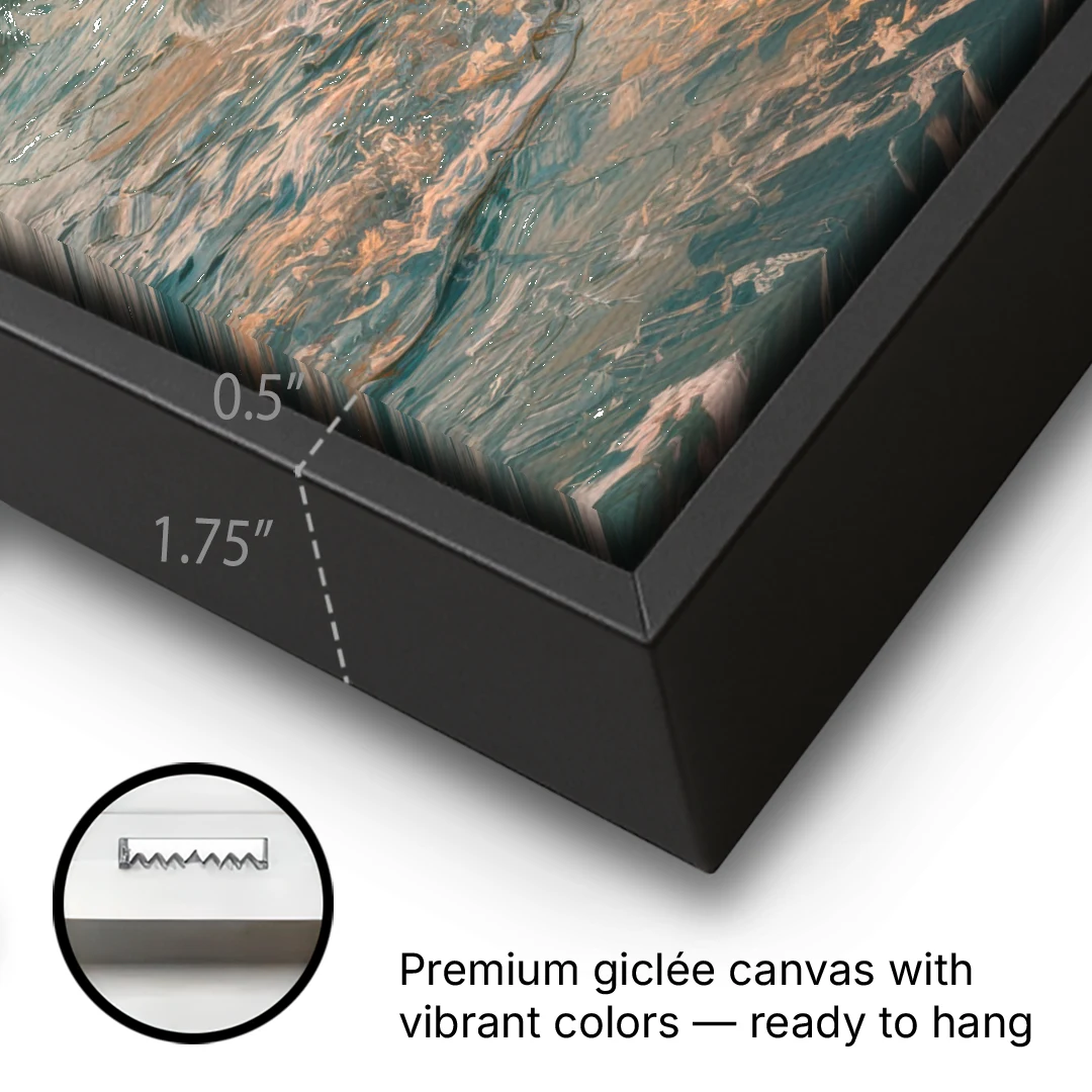 Seaside Golden Hour - Black Framed Canvas Wall Art - Gallery Wrap Corner