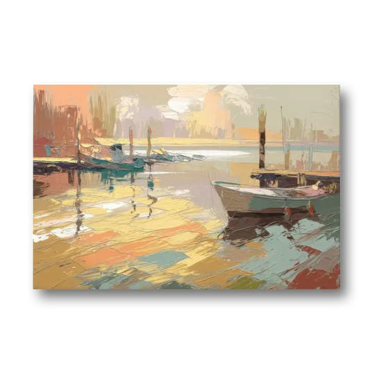 Seaside Harbor Reflections - Canvas Wall Art - Front