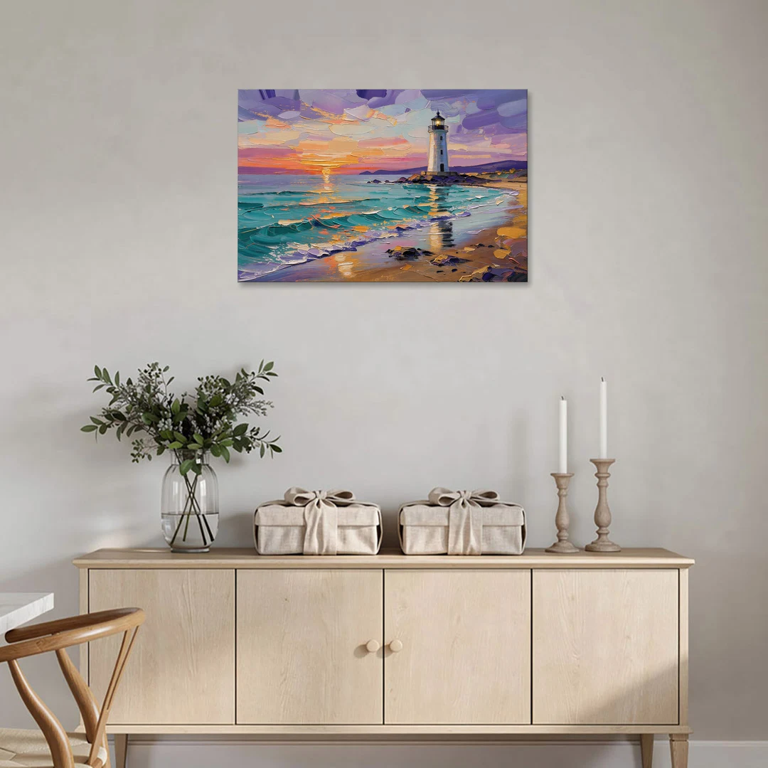 Seaside Lighthouse View - Canvas Wall Art - Coffee Table - 36x24