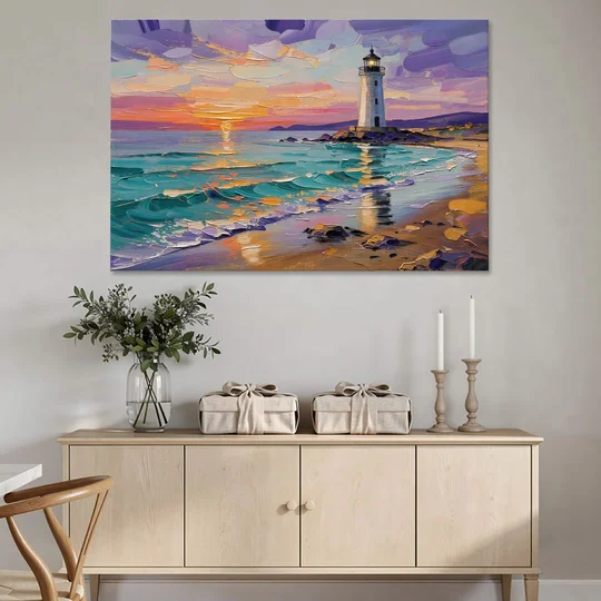 Seaside Lighthouse View - Canvas Wall Art - Coffee Table - 60x40