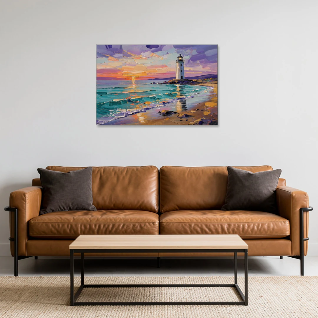 Seaside Lighthouse View - Canvas Wall Art - Sofa - 36x24