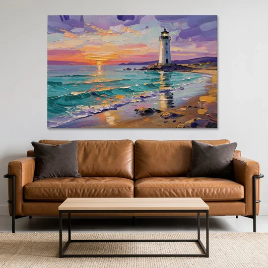 Seaside Lighthouse View - Canvas Wall Art - Sofa - 60x40
