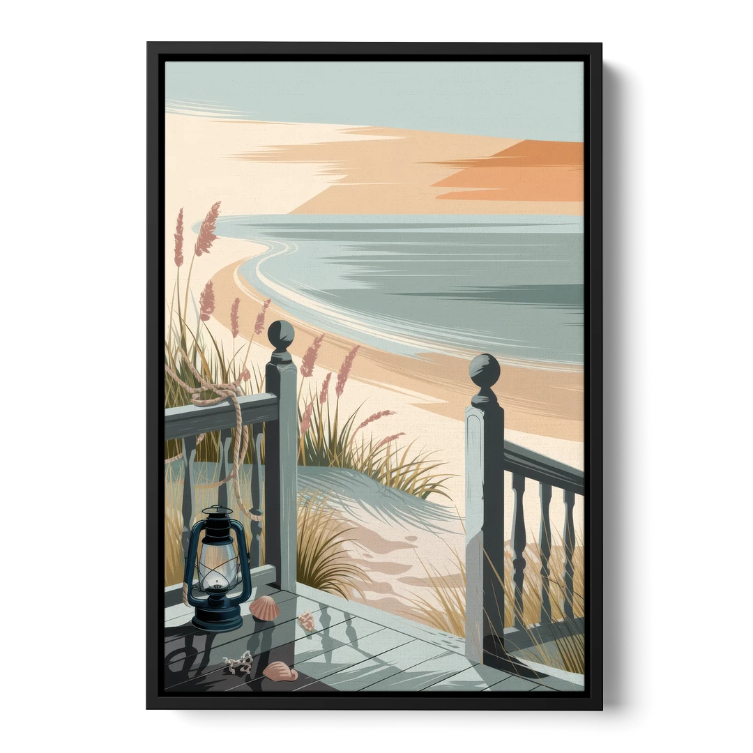 Seaside Nautical Charm - Black Framed Canvas Wall Art - Front