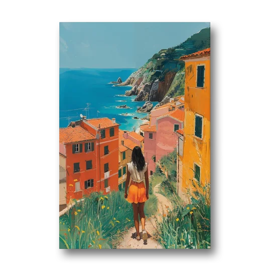 Seaside Painting of a Summer Walk - Canvas Wall Art - Front