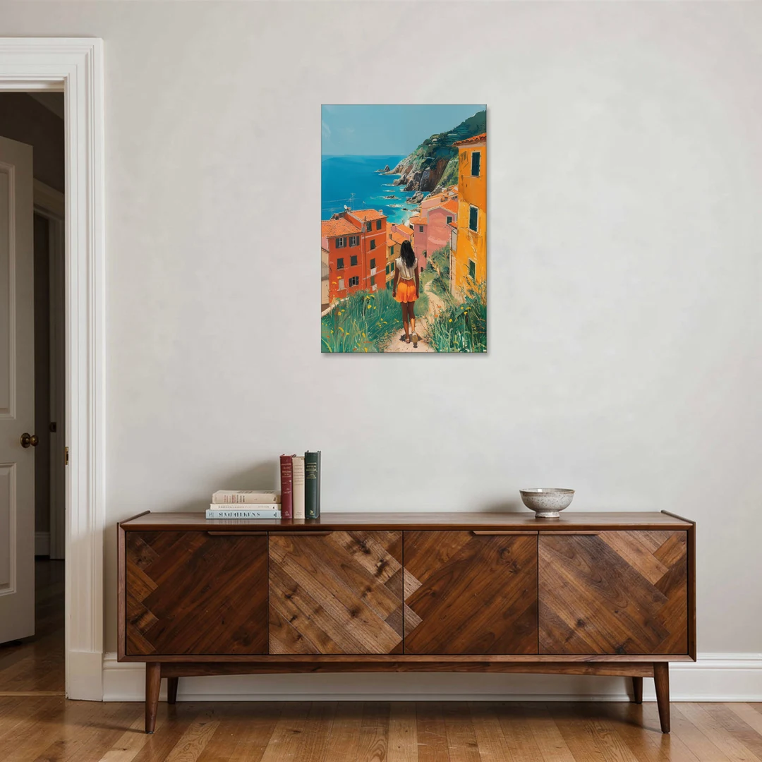 Seaside Painting of a Summer Walk - Canvas Wall Art - Coffee Table - 24x36