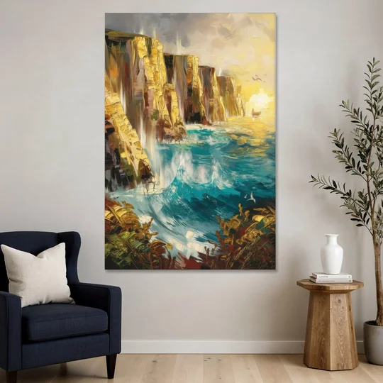 Seaside Rocky Cliffs - Canvas Wall Art - Sofa - 40x60
