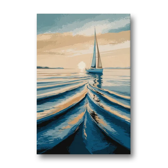 Seaside Sailboat Horizon - Canvas Wall Art - Front
