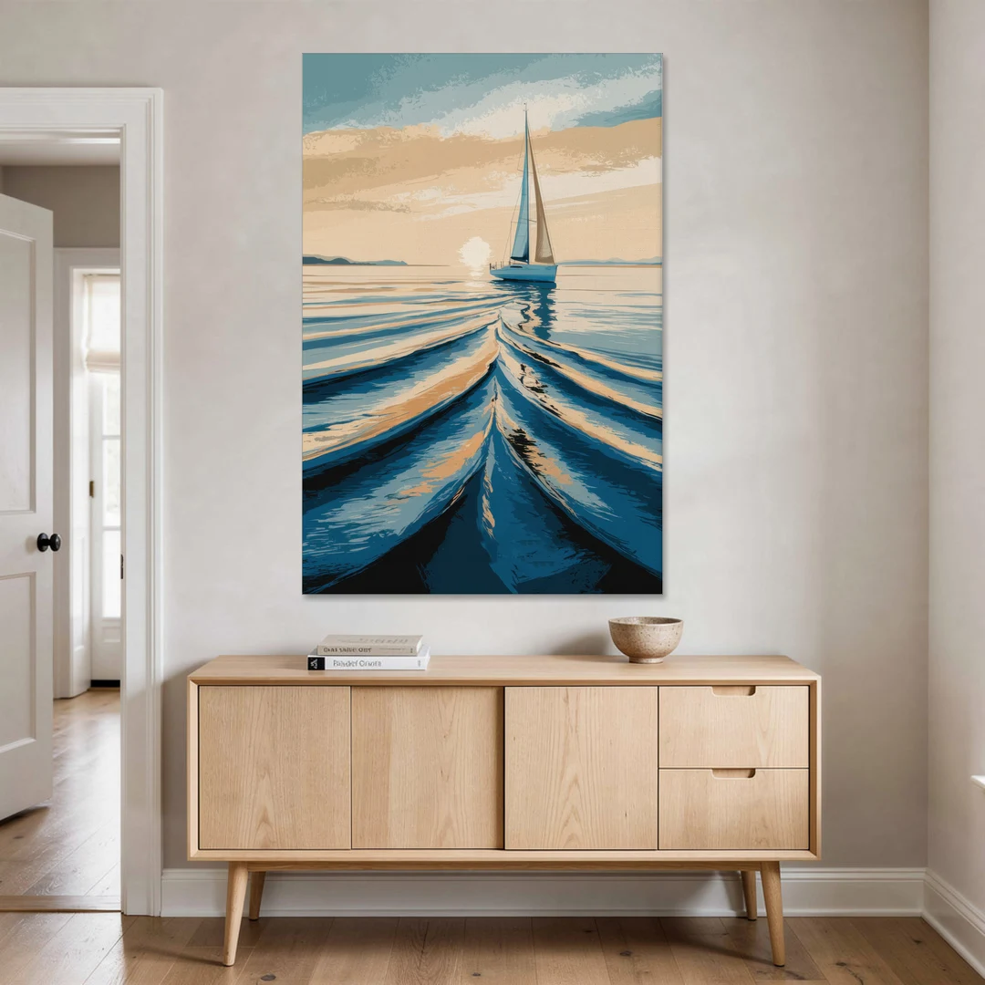 Seaside Sailboat Horizon - Canvas Wall Art - Coffee Table - 40x60