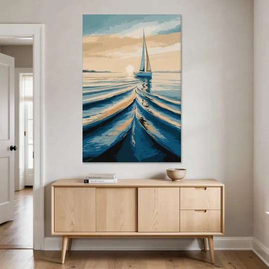Seaside Sailboat Horizon - Canvas Wall Art - Coffee Table - 40x60