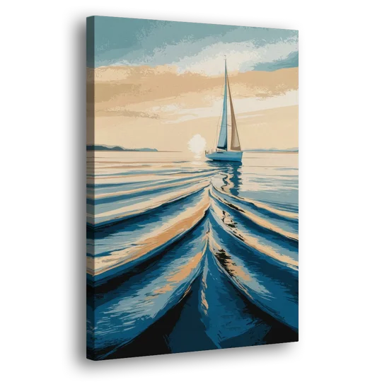 Seaside Sailboat Horizon - Canvas Wall Art - Side