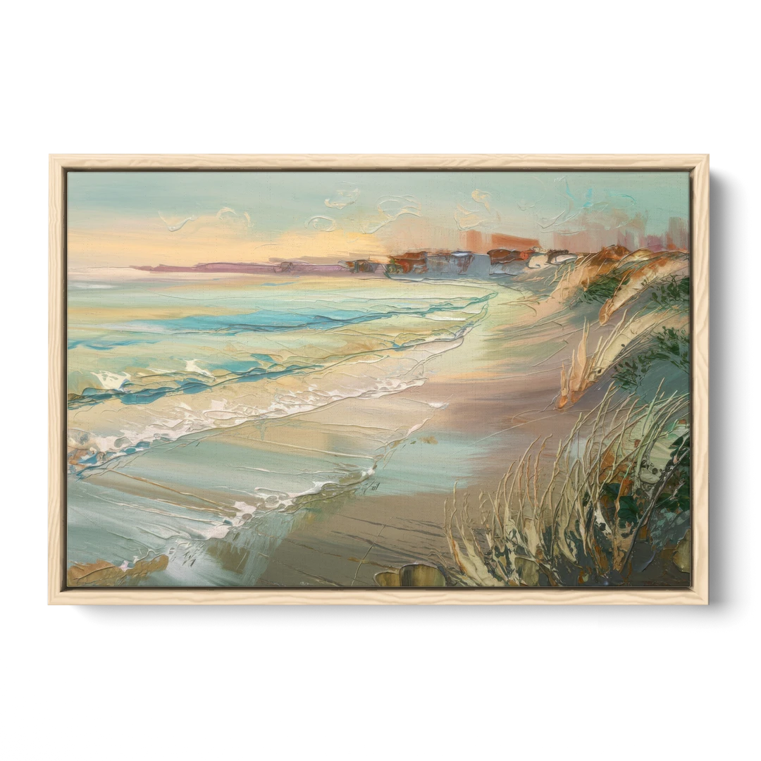 Seaside Shoreline Escape - Oak Framed Canvas Wall Art - Front