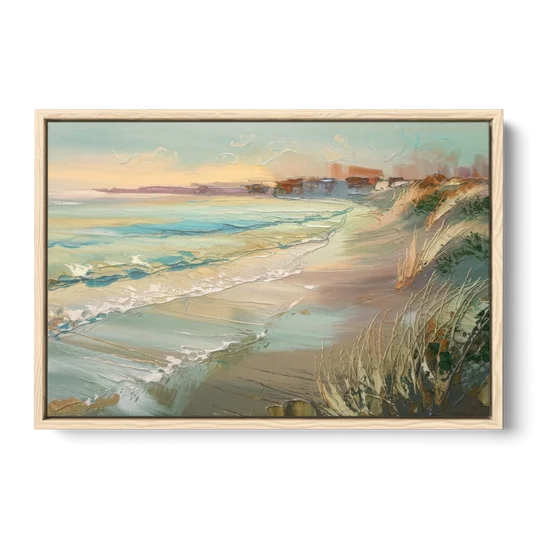 Seaside Shoreline Escape - Oak Framed Canvas Wall Art - Front