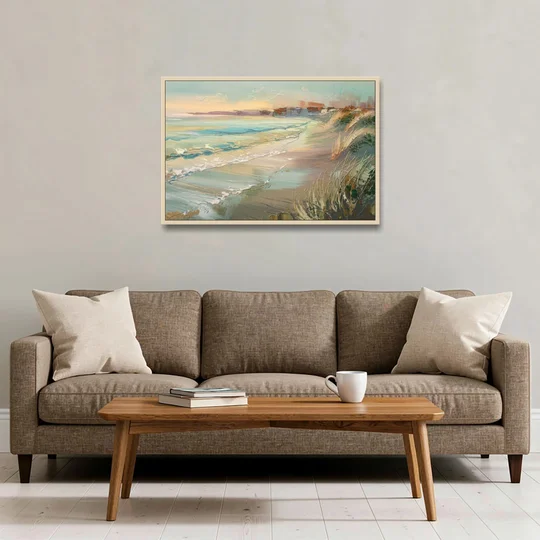Seaside Shoreline Escape - Oak Framed Canvas Wall Art - Sofa - 36x24
