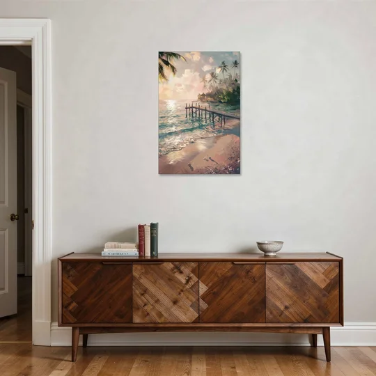 Seaside Tranquil Waters - Canvas Wall Art - Coffee Table - 24x36