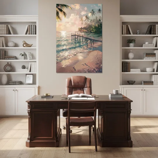 Seaside Tranquil Waters - Canvas Wall Art - Office - 40x60