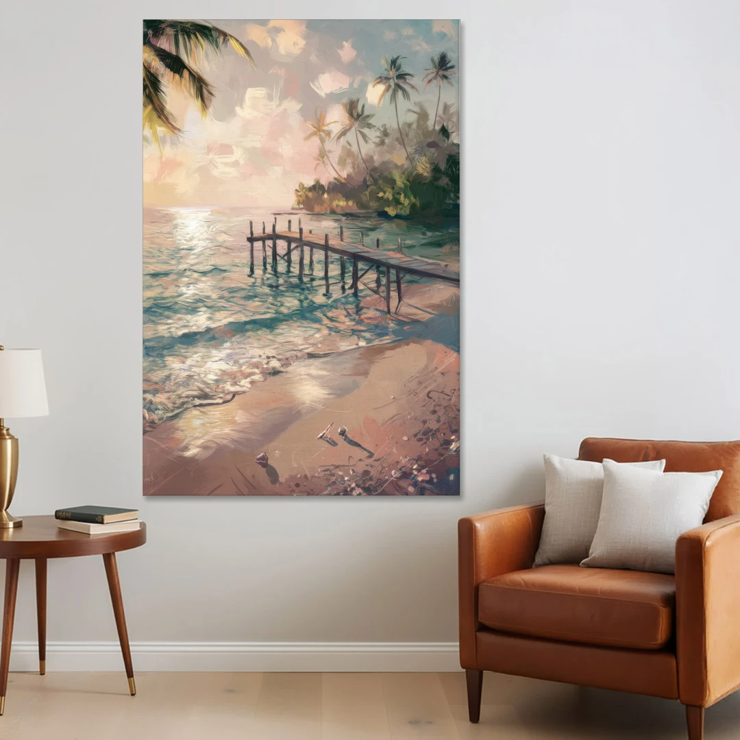 Seaside Tranquil Waters - Canvas Wall Art - Sofa - 40x60