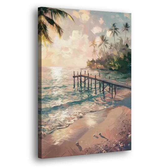 Seaside Tranquil Waters - Canvas Wall Art - Side