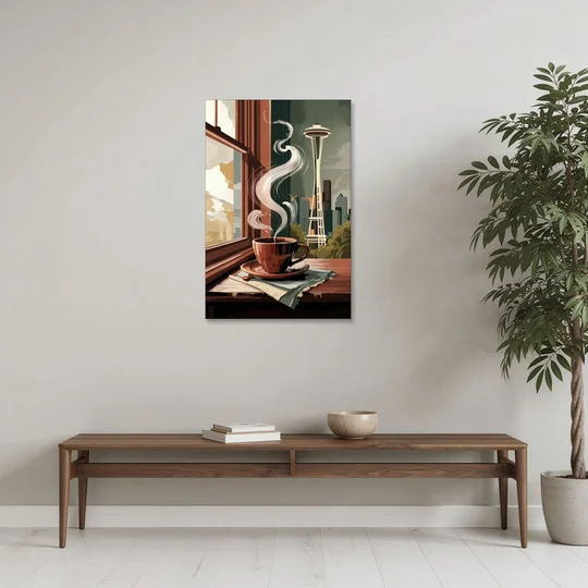 Seattle Coffee Culture Vibes - Canvas Wall Art - Coffee Table - 24x36