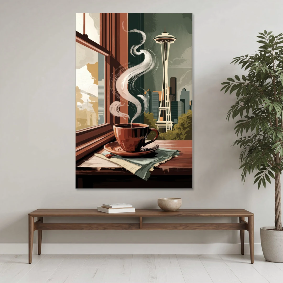 Seattle Coffee Culture Vibes - Canvas Wall Art - Coffee Table - 40x60