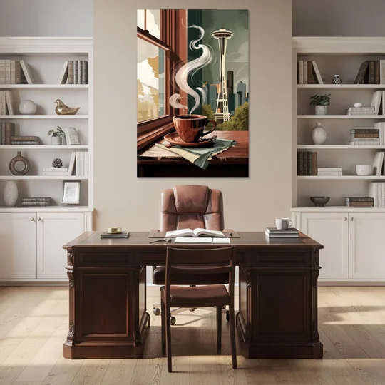 Seattle Coffee Culture Vibes - Canvas Wall Art - Office - 40x60