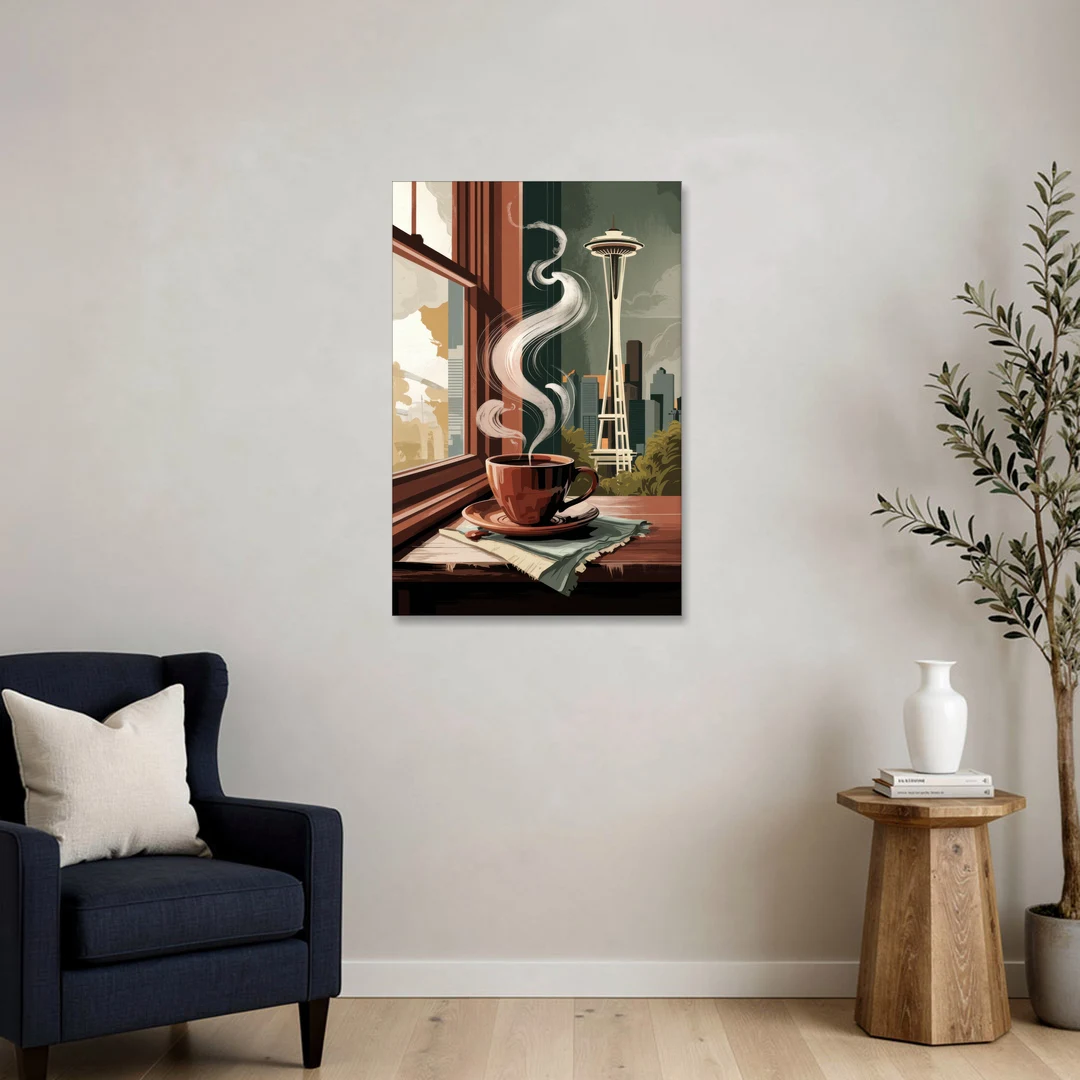 Seattle Coffee Culture Vibes - Canvas Wall Art - Sofa - 24x36