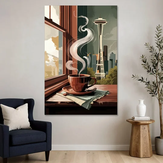 Seattle Coffee Culture Vibes - Canvas Wall Art - Sofa - 40x60