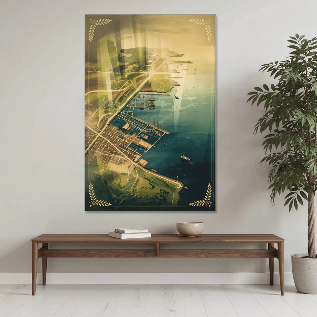 Seattle Map Vintage Style - Canvas Wall Art - Coffee Table - 40x60