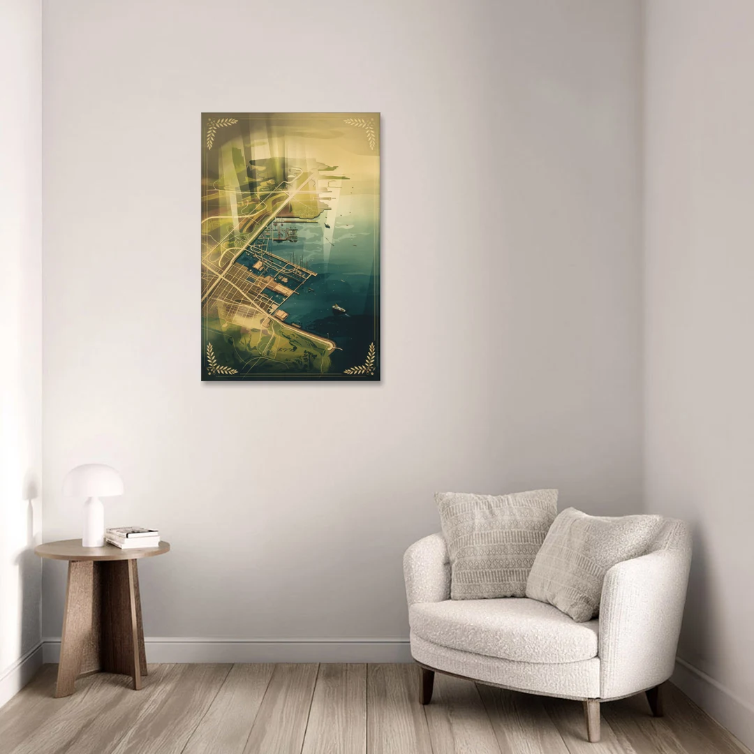 Seattle Map Vintage Style - Canvas Wall Art - Sofa - 24x36
