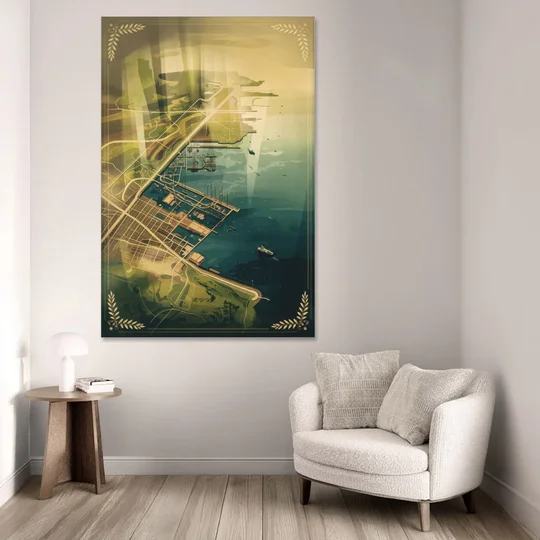 Seattle Map Vintage Style - Canvas Wall Art - Sofa - 40x60