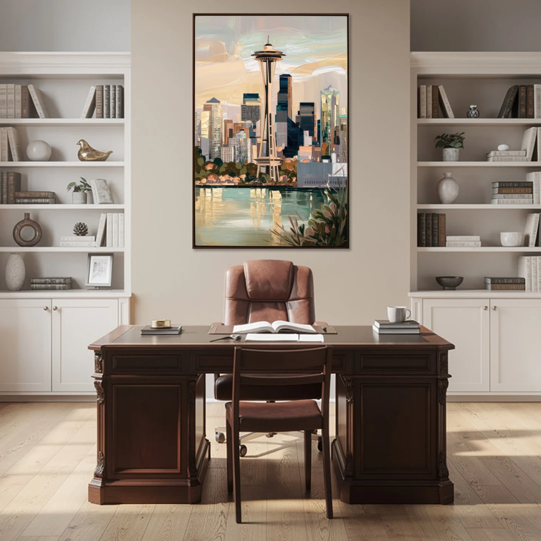 Seattle Space Needle and Cityscape - Canvas Wall Art - Office - 40x60