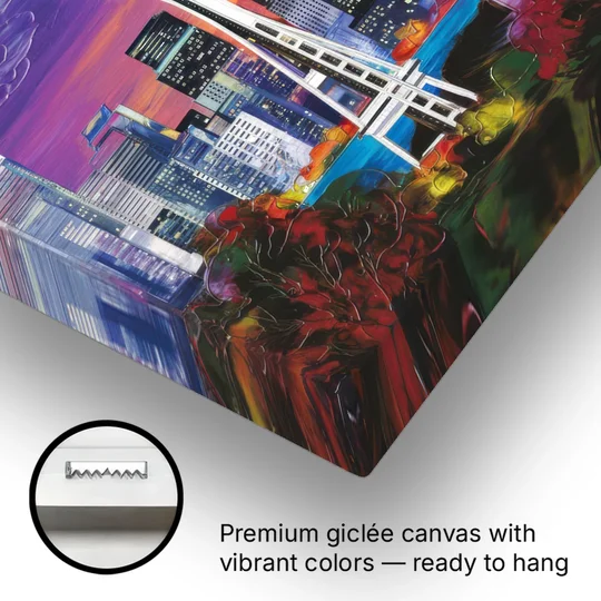 Seattle Space Needle View - Canvas Wall Art - Gallery Wrap Corner