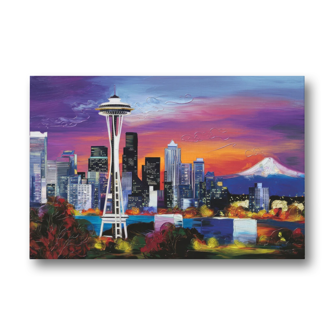 Seattle Space Needle View - Canvas Wall Art - Front