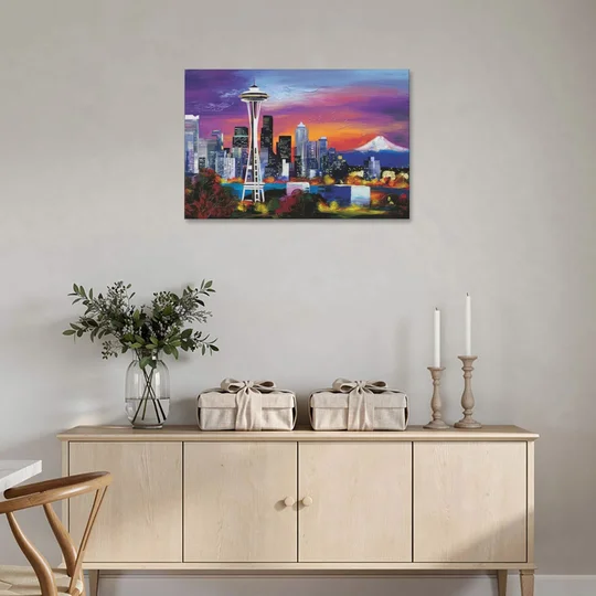 Seattle Space Needle View - Canvas Wall Art - Coffee Table - 36x24