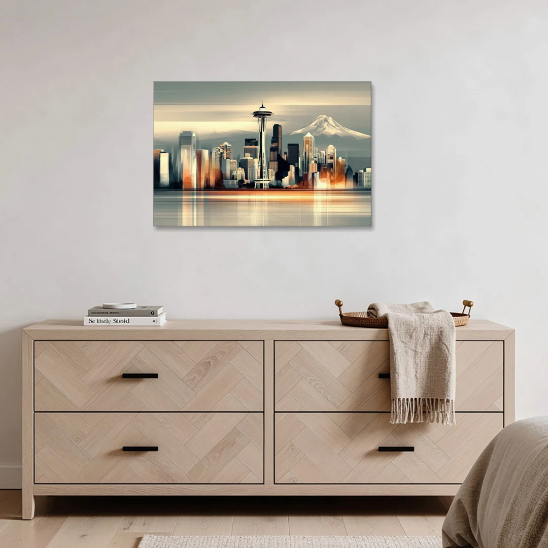 Seattle Urban Landscape - Canvas Wall Art - Coffee Table - 36x24