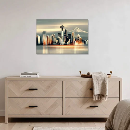 Seattle Urban Landscape - Canvas Wall Art - Coffee Table - 36x24